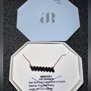 Ring Bomb Party Necklace BORG Black Onyx Cz Rose Gold Plating Not On CorrectCard